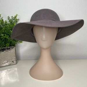 The Royal Standard Floppy Wool Hat Gray  Wide Brim Tie Detail Boho Feminine